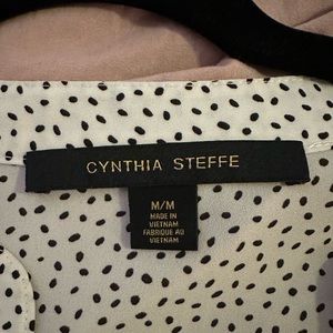 Cynthia Steffe White & Black Spotted Blouse